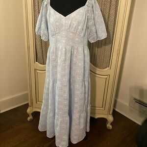 Baltic Born Mildred embroidered midi dress - light blue